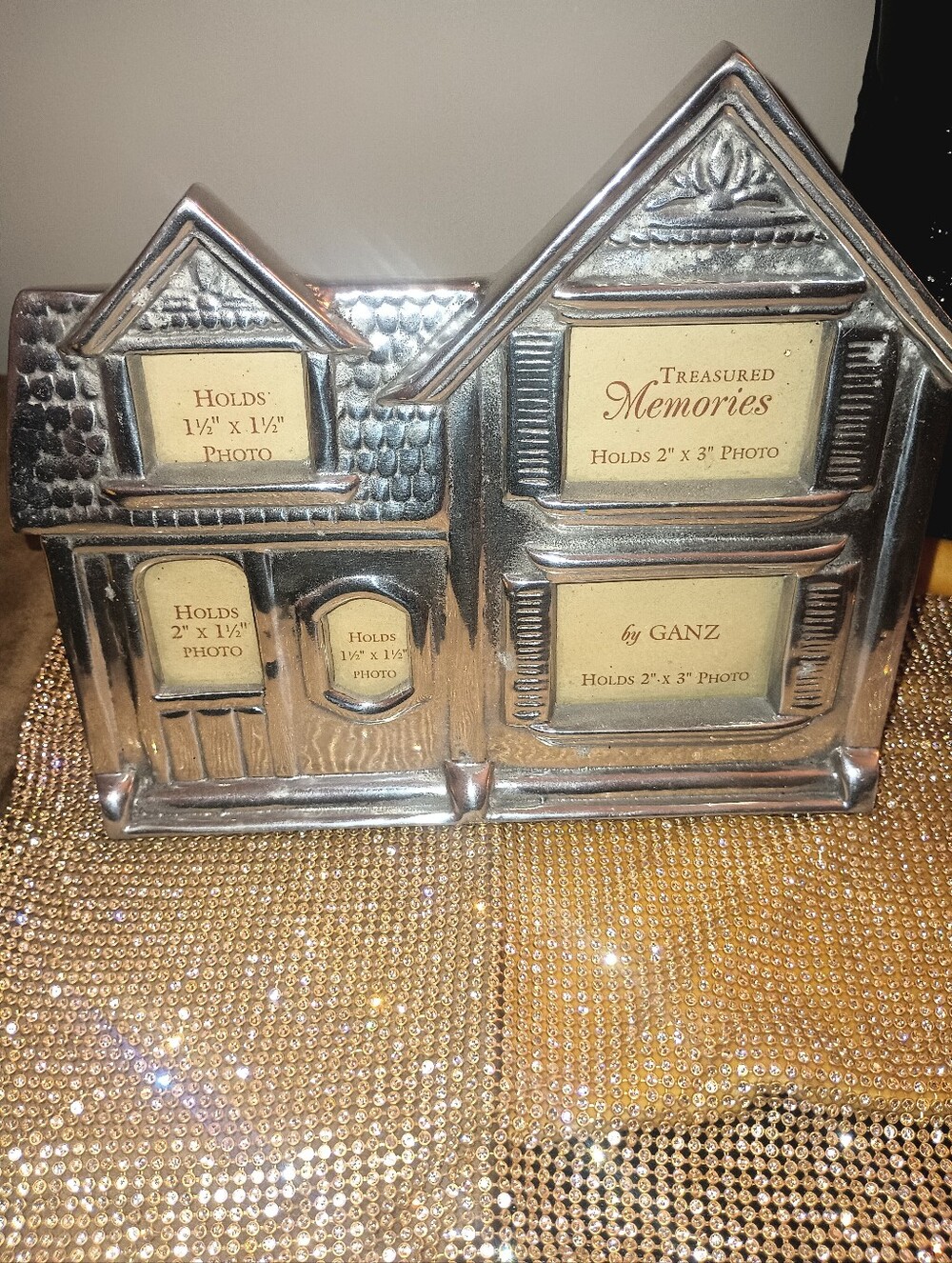 Vintage GANZ Pewter House Picture Frame, Treasured Memories Multi Photo Collage
